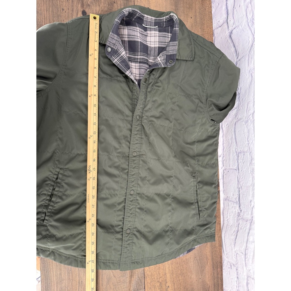 UB Tech Reversible Jacket Mens Large Plaid Flannel Olive Outdoors Gorpcore - Picture 9 of 9